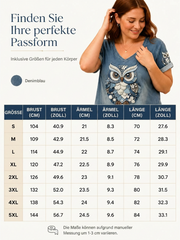 Damen-T-Shirt mit Tier- und Eulenmuster, im Vintage-Stil, modisch, locker geschnitten, kurze Ärmel