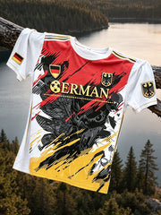 Herren-T-Shirt mit Graffiti-Design zur deutschen Flagge, lässig geschnitten