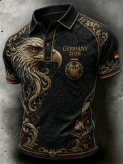Herren-Fußballkunstdruck-Poloshirt in Deutschland-Optik