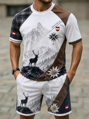Herren-Österreich-Fußball-Anfeuerungs-Element-Kunstdruck-T-Shirt-Set
