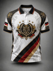Herren-Fußballkunstdruck-Poloshirt in Deutschland-Optik