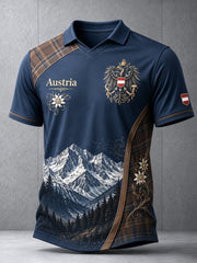 Herren-Top mit floralem Alpenmuster und V-Ausschnitt