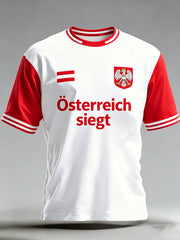 Herren-T-Shirt mit Kunstdruck – österreichisches Fußball-Fangeschrei-Element