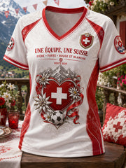Damen-T-Shirt mit Schweizer Fußball-Lover-Art-Print