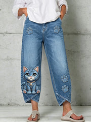 Damen-Tier-Katzen-Kunstdruck-Hose