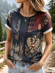 Damen-T-Shirt mit Kunstdruck eines österreichischen Naturlandschaftselements