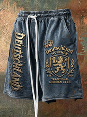 Herren Grau-Blau Deutsch München-Bedruckte Freizeit-Sport-Shorts