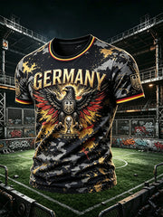 Herren deutsche Fußball Adler Retro Camouflage Print lässig cooles T-Shirt