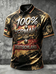 Herren-Poloshirt im Retro-Design mit deutschem Fußballmotiv, lässiger Stil