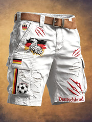 Herren-Shorts in Weiß mit zerknittertem Adler-Print, lässig und für die Arbeit geeignet