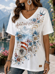 Damen-T-Shirt mit Kunstdruck eines österreichischen Naturlandschaftselements