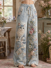 Patchwork-Hosen im Vintage-Stil mit Blumenmuster für Katzen kunst