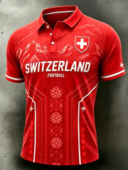 Herren-Poloshirt mit kurzen Ärmeln und Fußballmotiv