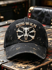 Schwarze deutsche Cap im Wacken-Metal-Festival-Lochmuster, lässiger Punk-Stil