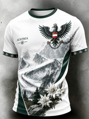 Herren-T-Shirt mit Fußballmotiv und Aufdruck zum Thema Österreich