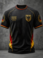 Herren-Deutschland-Fußballfan-Print-Lässiges Kurzarm-T-Shirt