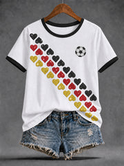 Damen Sommer Fußball Print Casual T-Shirt