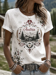 Damen-T-Shirt mit Kunstdruck des österreichischen Naturelements
