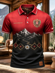 Herren-Polo mit Kunstdruck zu österreichischen Naturmotiven