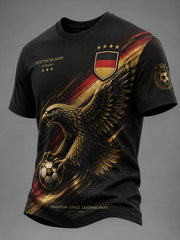 Herren-T-Shirt mit kurzen Ärmeln, Adler- und Fußballmotiv