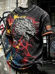 Herren-T-Shirt mit Graffiti-Print der deutschen Fußball‑Eagles, lässige Mode