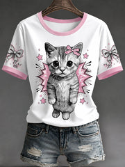 Damen-T-Shirt mit Katzen-Pop-Art-Print
