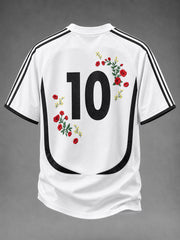 Herren-T-Shirt im Deutschland-Stil mit Blumenmuster und kurzen Ärmeln