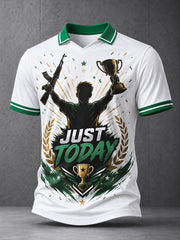 Herren-E-Sport-Feier-Print-Poloshirt mit kurzen Ärmeln