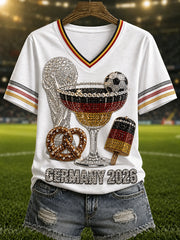 Damen-Fußball-V-Ausschnitt-T-Shirt in Deutschland