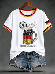 Damen-Artprint-T-Shirt mit kurzen Ärmeln, Deutschland-Design
