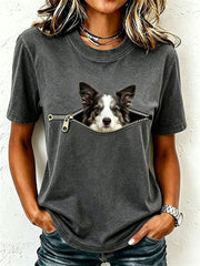 Damen-T-Shirt mit niedlichem Border Collie