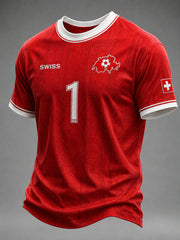 Herren-T-Shirt mit kurzen Ärmeln und Fußballmotiv