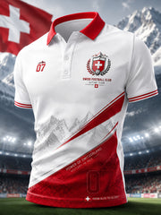 Herren-Poloshirt mit kurzen Ärmeln und Fußball-Print