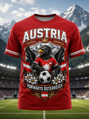 Herren-T-Shirt mit Kunstdruck zum Anfeuern bei österreichischen Fußballspielen