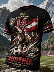 Herren-T-Shirt mit Kunstdruck zum Anfeuern bei österreichischen Fußballspielen