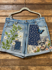 Damen-Hunde-Kunstdruck-Lässige Shorts