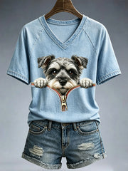Damen-T-Shirt mit niedlichem Schnauzer