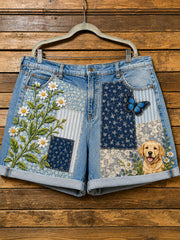 Damen-Hunde-Kunstdruck-Lässige Shorts