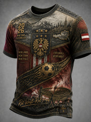 Freizeit-T-Shirt im Vintage-Stil zum österreichischen Fußball 2026
