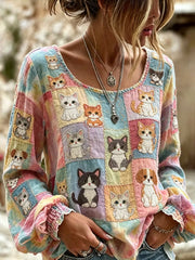 Damen-Retro-Top mit Animal-Print im lässigen Stil