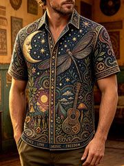 Herren Vintage Hippie Muster Print Shirt