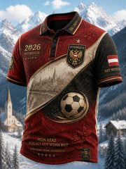 Retro-2026-Österreich-Fußball-minimalistisches Freizeit-Poloshirt