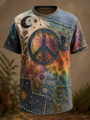 Herren Vintage Hippie Muster Druck T-Shirt