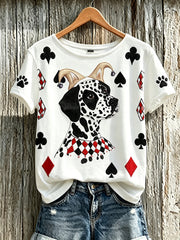 Damen Poker Hunde muster Lässiges ärmelloses Kleid