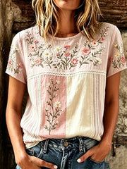Frauen-T-Shirt mit Brustkrebs- und Rosendruck, lässig