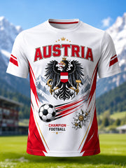 Herren-T-Shirt mit Kunstdruck zum Anfeuern bei österreichischen Fußballspielen