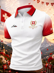 Herren-Poloshirt mit kurzen Ärmeln und Aufdruck zum Nationalfeiertag