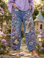 Damen-Retro-Jeans mit Animal-Print im lässigen Stil