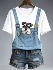 Damen-T-Shirt mit niedlichem Schnauzer