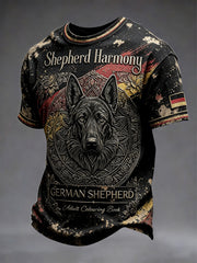 Herren-T-Shirt mit schwarzer deutscher Flagge, Hunde druck, lässig